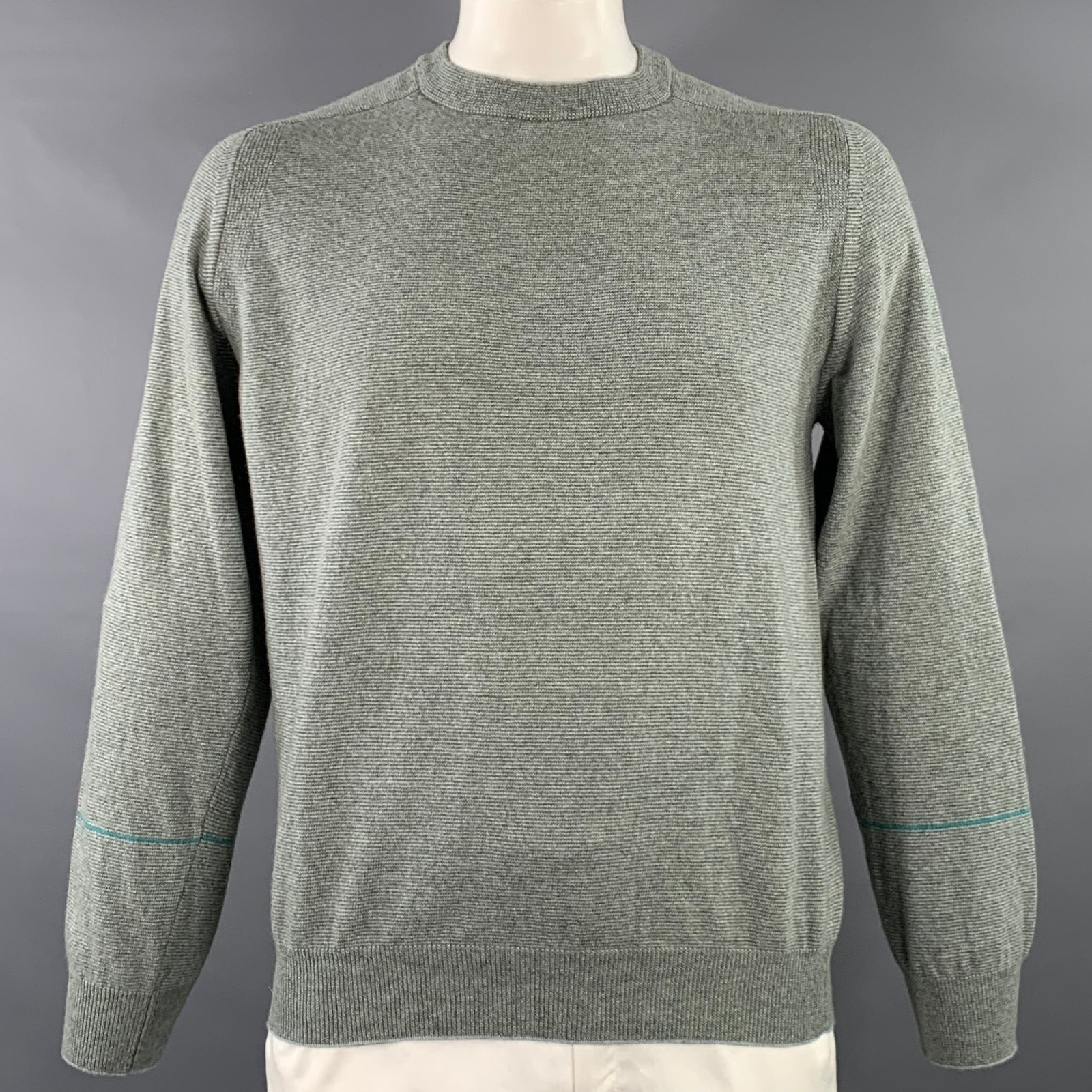 Paul Smith Size L Grey Lambswool Cotton Crew Neck Pullover
